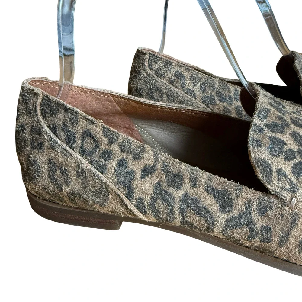 Lucky Brand Canyen Suede Leather Leopard Print Slip On Loafers Flats Shoes sz 8